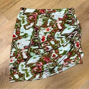 Open Edit Printed Side Ruched Mini Skirt size S